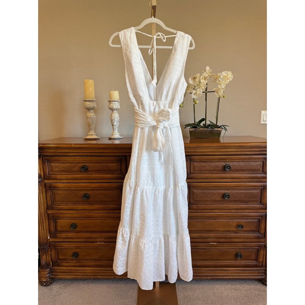 NWT MISA Los Angeles Ksenia Eyelet Maxi Dress White Size M - Picture 6 of 10